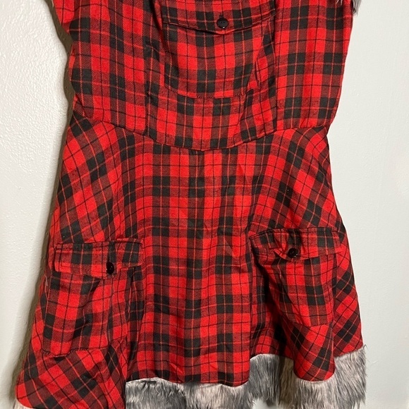 Dreamgirl furry hem plaid mini dress - Picture 2 of 4